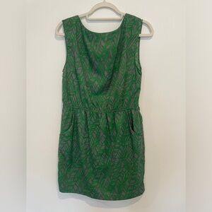 Green Leaf Pattern Dress